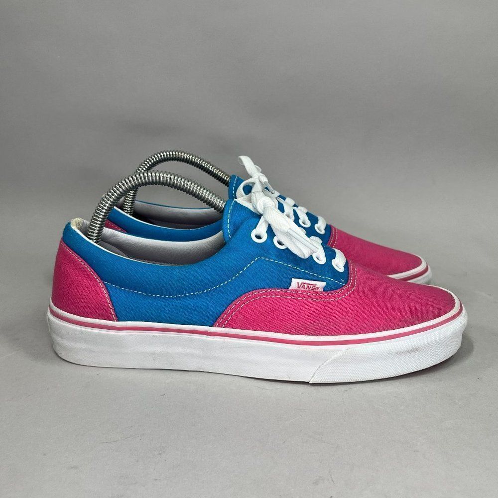 Vans Era Shoes Women's Size 9.5 Blue Pink Colorblock Low‎ Lace Up Retro Sneakers